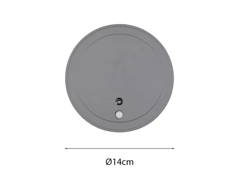 Akku Außenwandleuchte FORTALEZA mit Bewegungsmelder USB aufladbar Ø 14cm
