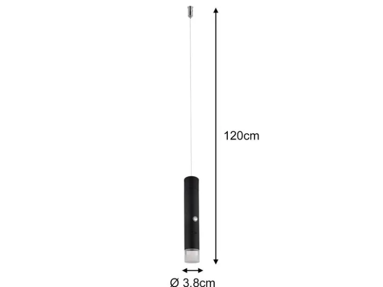 Akku Hängelampe Schwarz, dimmbar, abnehmbarer Leuchtenkopf Ø 3,8cm