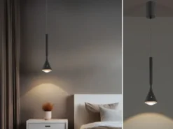 Akku Hängelampe Schwarz dimmbar & Tageslicht, höhenverstellbar, Ø 10cm