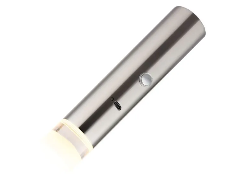 Akku Hängelampe Silber, dimmbar, abnehmbarer Leuchtenkopf Ø 3,8cm