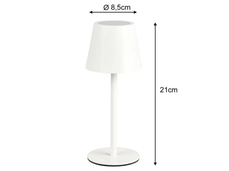 Akku LED Tischleuchte DIAZ kabellos für Innen & Außen, Weiß - 21cm klein