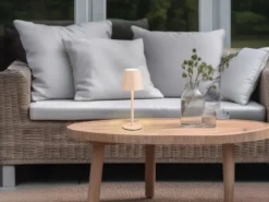 Akku LED Tischleuchte DIAZ kabellos für Innen & Außen, Beige - 21cm klein