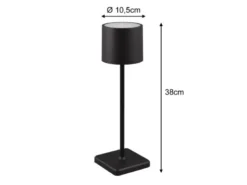 Akku LED Tischleuchte FERNANDEZ kabellos für Innen & Außen, Schwarz - H: 38cm