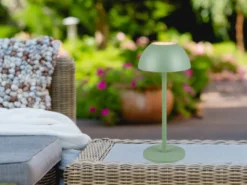 Akku LED Tischleuchte RICARDO kabellos für Innen & Außen, Grün - 30cm klein