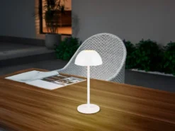 Akku LED Tischleuchte RICARDO kabellos für Innen & Außen, Weiß - 30cm klein