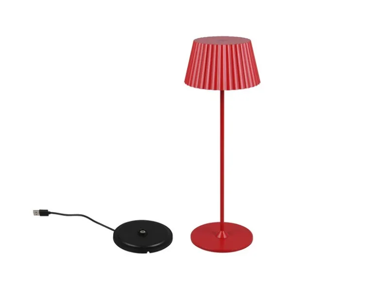 Akku LED Tischleuchte SUAREZ kabellos für Innen & Außen, Rot - Höhe 39cm