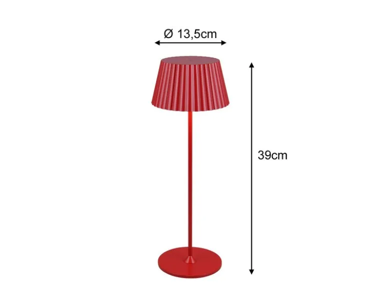 Akku LED Tischleuchte SUAREZ kabellos für Innen & Außen, Rot - Höhe 39cm