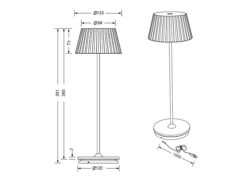 Akku LED Tischleuchte SUAREZ kabellos für Innen & Außen, Grün - Höhe 39cm