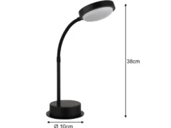 Akku Schreibtischlampe PEGASI dimmbar, Schwarz mit Flexrohr, Höhe 38cm