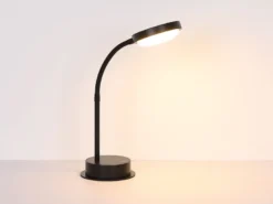 Akku Schreibtischlampe PEGASI dimmbar, Schwarz mit Flexrohr, Höhe 38cm