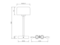 Akku Tischleuchte JEFF per USB aufladbar, Sensordimmer, Silber Chrom, H: 30cm