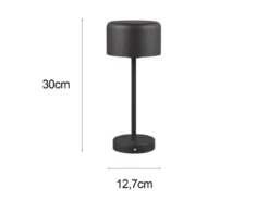 Akku Tischleuchte JEFF per USB aufladbar, Sensordimmer, Schwarz, Höhe 30cm