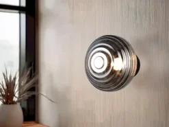 Akku Wandleuchte EARL mit Rauchglas Lampenschirm dimmbar, Ø 15,5cm