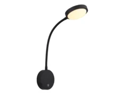 Akku Wandleuchte PEGASI dimmbar, Schwarz mit Flexrohr, Höhe 45cm