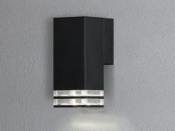 ALU Außenwandleuchte POLLUX Down Light Schwarz Effektstreifen IP44, Höhe 19cm