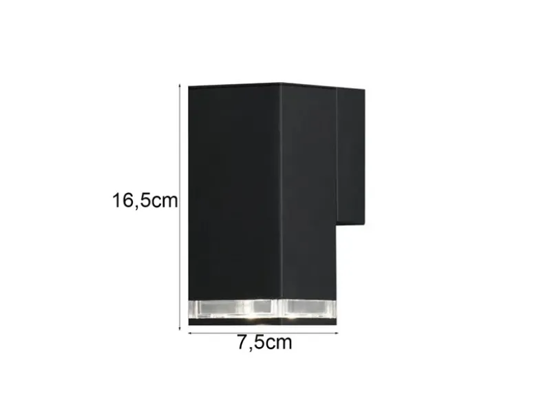 ALU Außenwandleuchte POLLUX Down Light Schwarz Effektstreifen IP44, Höhe 16,5cm
