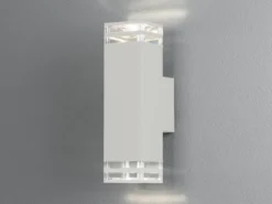 ALU Außenwandleuchte POLLUX Up and Down Weiß Effektstreifen IP44, Höhe27,5cm