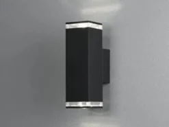 ALU Außenwandleuchte POLLUX Up and Down Schwarz Effektstreifen IP44, Höhe23,5cm