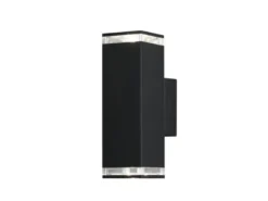 ALU Außenwandleuchte POLLUX Up and Down Schwarz Effektstreifen IP44, Höhe23,5cm