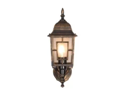 Antike Außenwandleuchte, Laterne stehend Rostoptik mit E27 LED, Höhe 41cm