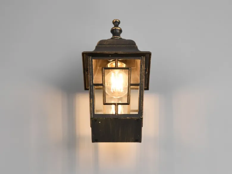 Antike Außenwandleuchte, Laterne hängend Rostoptik mit E27 LED, Höhe 30cm