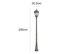 Antike extra große Straßenlaterne TOURNAI Bronzefarbig, Höhe 295cm