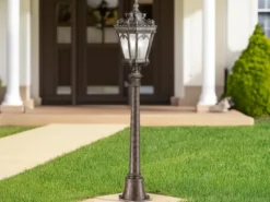 Antike LED Wegeleuchte Aluminium Bronzefarbig, Höhe 110cm