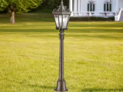Antike LED Wegeleuchte Aluminium Bronzefarbig, Höhe 110cm