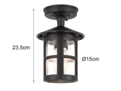 Außen Deckenlaterne HEREFORD aus Alu im Landhausstil, Schwarz Höhe 23,5cm