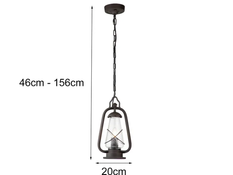 Außenhängeleuchte MINERS in antiker Laternenoptik, Breite 20cm
