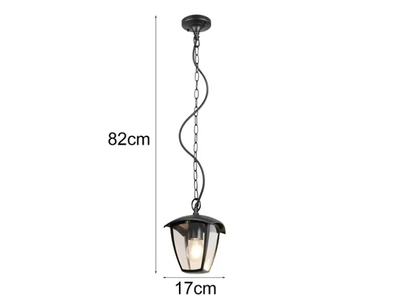 Außenhängeleuchte VENTA im Landhausstil aus Aluminium Schwarz, 17x17cm