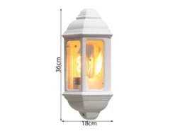 Außen LED Wandlaterne Halbschale im Landhausstil, Weiß, Höhe 36cm