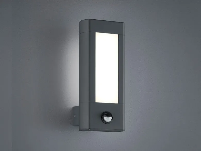 Außenwandlampe RHINE mit Bewegungsmelder, Aluminium Anthrazit, Höhe 28cm