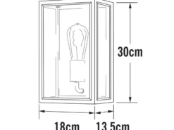 Außenwandlaterne CARPI Stahl Schwarz mit Klarglas, Höhe 30cm
