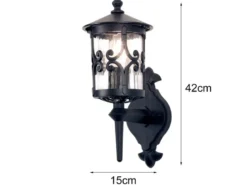 Außen Wandlaterne HEREFORD aus Alu im Landhausstil, Schwarz Höhe 42cm