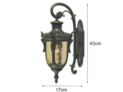 Außenwandlaterne PHILADELPHIA Jugendstil mit Amberglas, Höhe 43cm