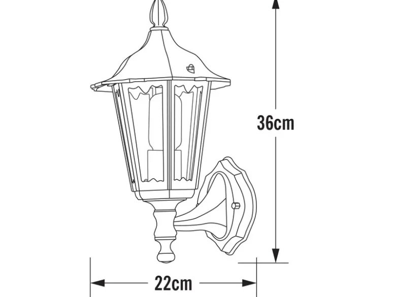 Außenwandleuchte antike Laterne stehend aus Aluminium Schwarz, E27, Höhe 36cm