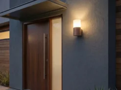 Außenwandleuchte aus Aluminium in Rostoptik mit E27 LED, Höhe 17,5cm