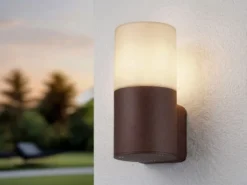 Außenwandleuchte aus Aluminium in Rostoptik mit E27 LED, Höhe 17,5cm