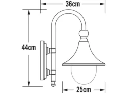 Außenwandleuchte BARI im Landhausstil aus Aluminium Schwarz, Höhe 44cm