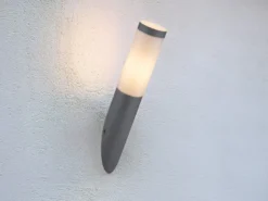 Außenwandleuchte BOSTON aus Edelstahl in Anthrazit & Opal, Höhe 39cm