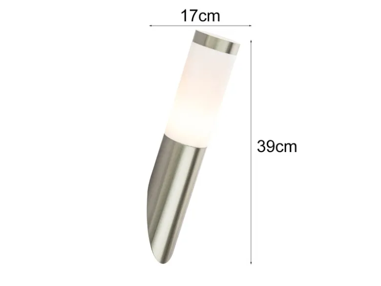 Außenwandleuchte BOSTON aus Edelstahl in Silber, Höhe 39cm