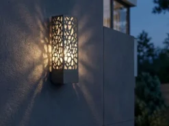 Außenwandleuchte eckig aus Edelstahl in Anthrazit mit E27 LED, Höhe 36cm
