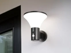 Außenwandleuchte GORDA mit Solar und Strom, Hybrid mit Bewegungsmelder Höhe 19cm