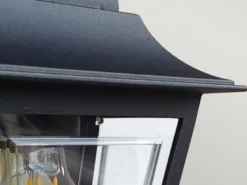 Außenwandleuchte Höhe 32,5cm Halbschale Schwarz mit reflektierender Rückwand