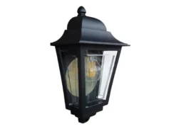 Außenwandleuchte Höhe 32,5cm Halbschale Schwarz mit reflektierender Rückwand