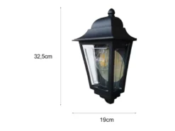 Außenwandleuchte Höhe 32,5cm Halbschale Schwarz mit reflektierender Rückwand