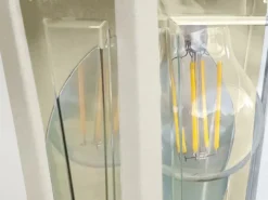 Außenwandleuchte Höhe 32,5cm Halbschale Creme mit reflektierender Rückwand