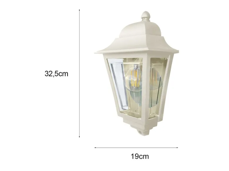 Außenwandleuchte Höhe 32,5cm Halbschale Creme mit reflektierender Rückwand
