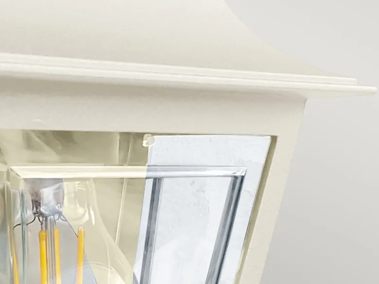 Außenwandleuchte Höhe 32,5cm Halbschale Creme mit reflektierender Rückwand